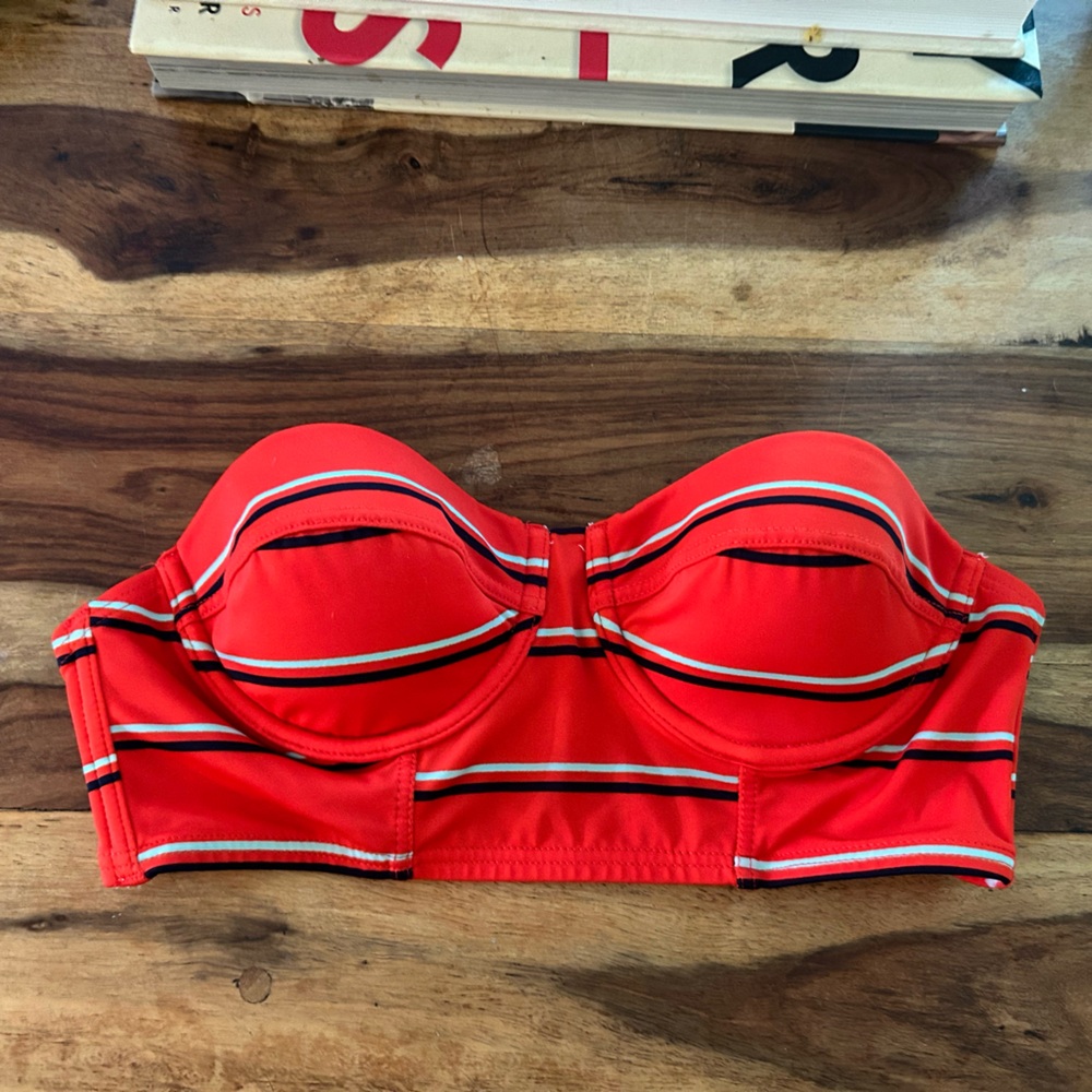 Out from under strapless bikini top